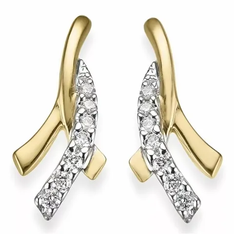diamantøreringe i 14 karat guld og hvidguld med diamant