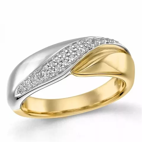 abstrakt diamant ring i 14 karat guld.- og hvidguld 0,172 ct