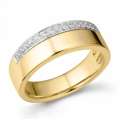 Bred diamant ring i 14 karat guld.- og hvidguld 0,15 ct