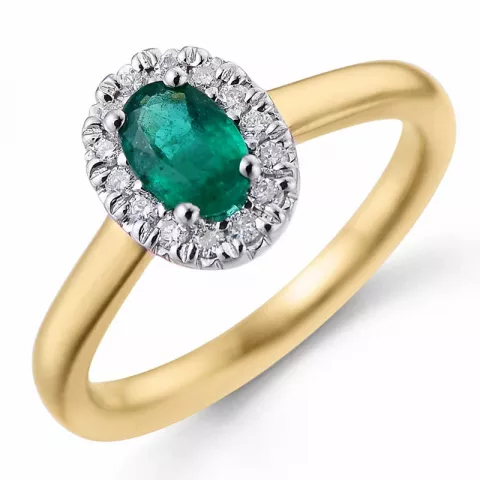 roset smaragd ring i 14 karat guld.- og hvidguld 0,47 ct 0,12 ct