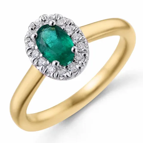 roset smaragd ring i 14 karat guld.- og hvidguld 0,47 ct 0,12 ct