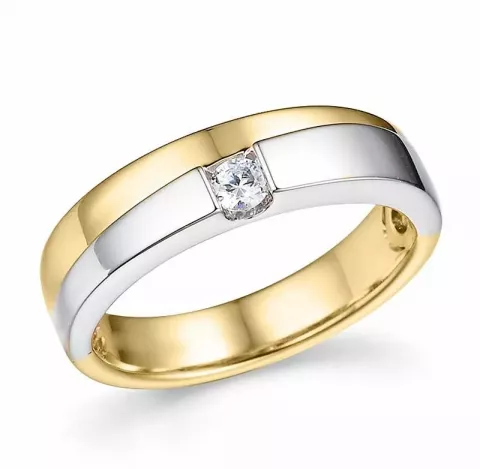 abstrakt diamant ring i 14 karat guld.- og hvidguld 0,1 ct
