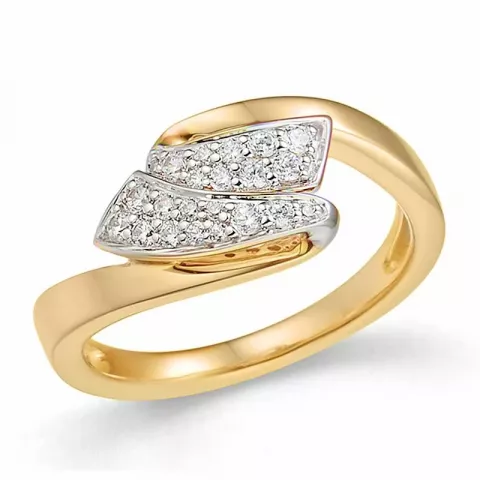 abstrakt diamant ring i 14 karat guld.- og hvidguld 0,25 ct
