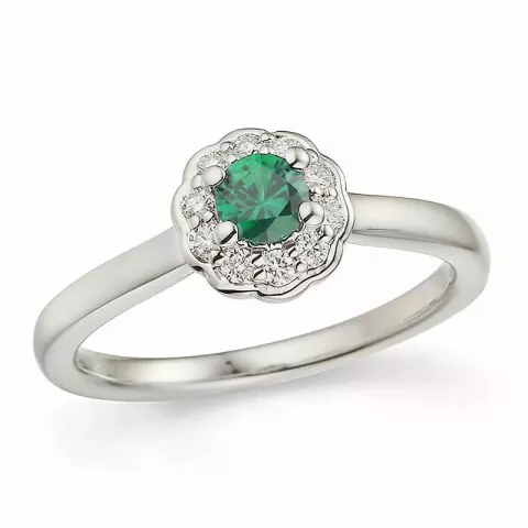 smaragd ring i 14 karat hvidguld 0,14 ct 