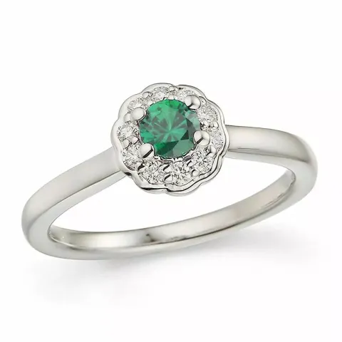 smaragd ring i 14 karat hvidguld 0,14 ct