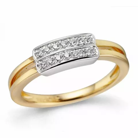 Firkantet diamant ring i 14 karat guld.- og hvidguld 0,126 ct