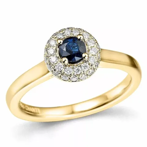 safir brillantring i 14 karat guld 0,24 ct 0,38 ct