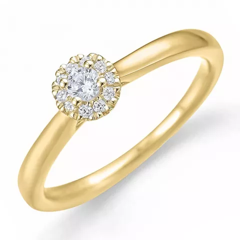 rund diamant ring i 14 karat guld 0,1 ct 0,06 ct