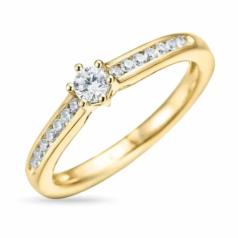 hvid diamant guld ring i 14 karat guld 0,14 ct 0,08 ct