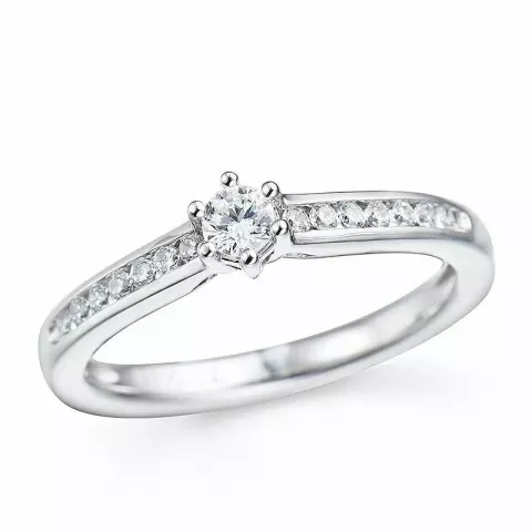 hvid diamant ring i 14 karat hvidguld 0,14 ct 0,162 ct