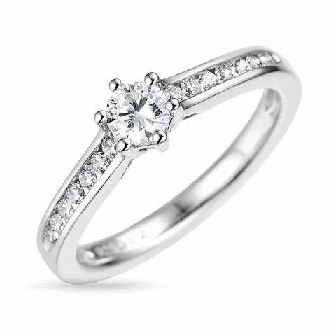 diamant hvidguldsring i 14 karat hvidguld 0,31 ct 0,20 ct