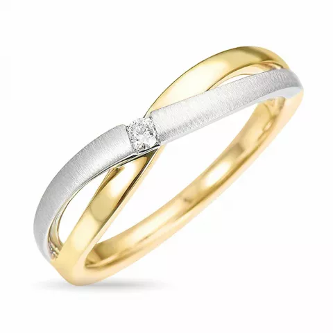 abstrakt diamant ring i 14 karat guld.- og hvidguld 0,04 ct