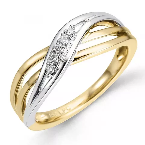 bred diamant ring i 14 karat guld.- og hvidguld 0,053 ct