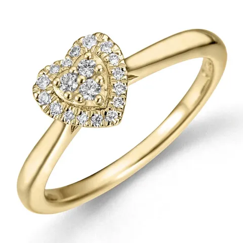 Hjerte diamantring i 14 karat guld 0,14 ct