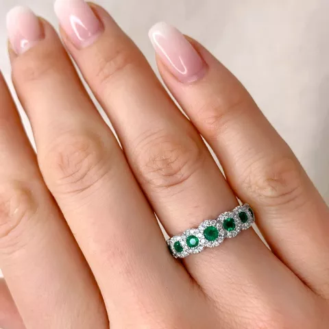 smaragd diamantring i 14 karat hvidguld 0,57 ct 0,27 ct