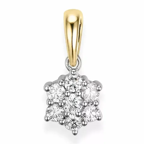 firkantet diamantvedhæng i 14 karat guld.- og hvidguld 0,33 ct