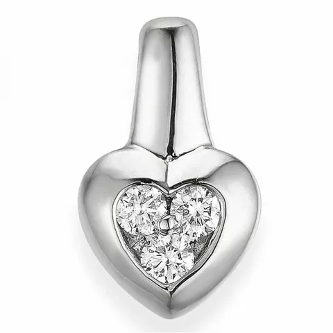 hjerte diamantvedhæng i 14 karat hvidguld 0,17 ct