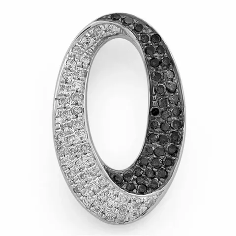 ovalt diamantvedhæng i 14 karat hvidguld 0,18 ct 0,19 ct