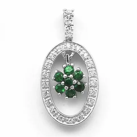 smaragd diamantvedhæng i 14 karat hvidguld 0,17 ct 0,25 ct