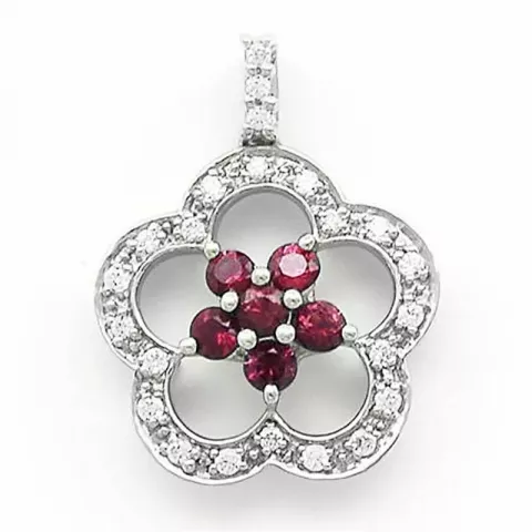 blomster rubin diamantvedhæng i 14 karat hvidguld 0,34 ct 0,34 ct