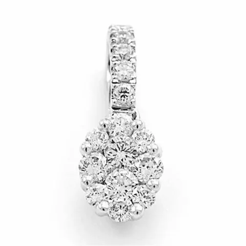 ovalt diamantvedhæng i 14 karat hvidguld 0,30 ct