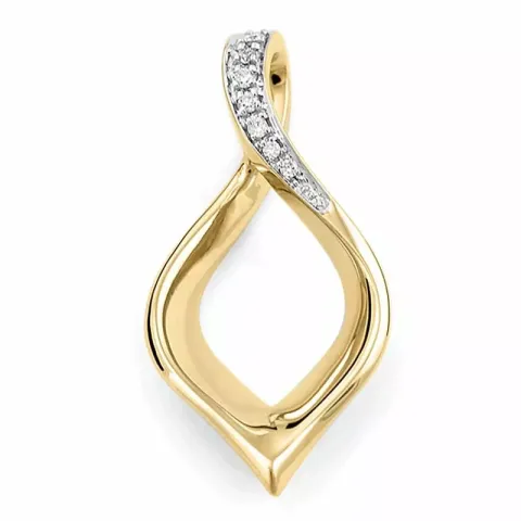 abstrakt diamantvedhæng i 14 karat guld.- og hvidguld 0,03 ct