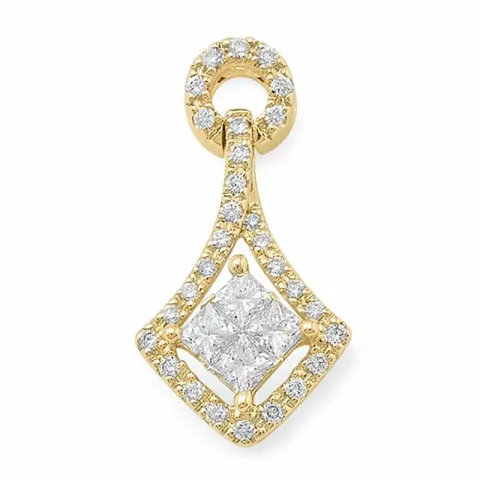 firkantet diamantvedhæng i 14 karat guld 0,32 ct 0,16 ct