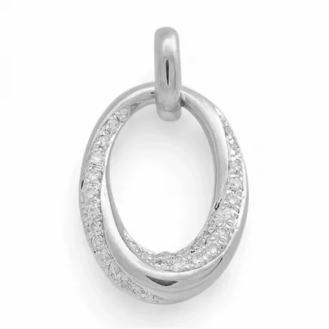 ovalt diamantvedhæng i 14 karat hvidguld 0,16 ct
