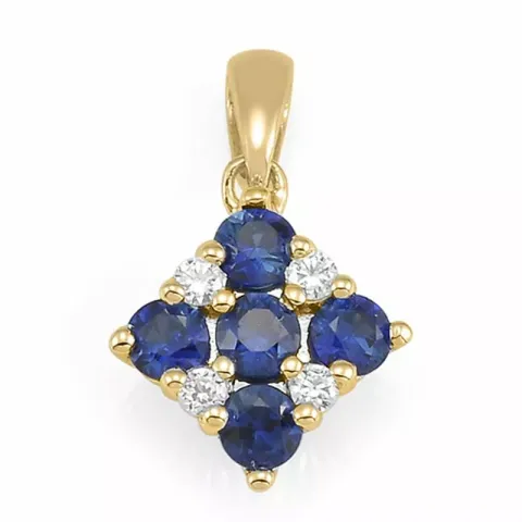 Firkantet safir vedhæng i 14 karat guld 0,052 ct