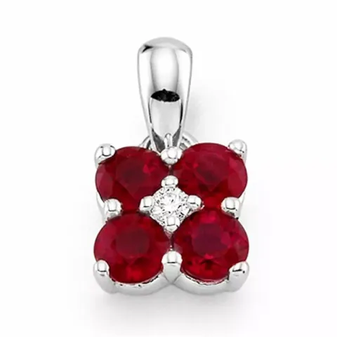 Trendy firkantet rubin vedhæng i 14 karat hvidguld 0,015 ct