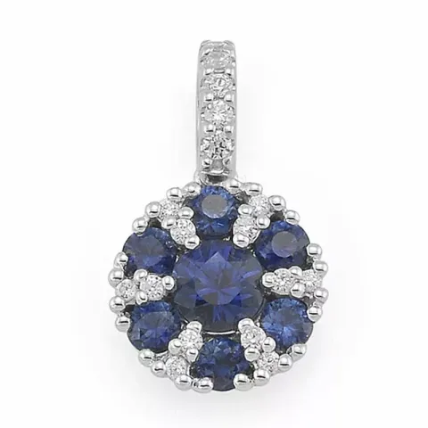 blå safir vedhæng i 14 karat hvidguld 0,089 ct 0,68 ct