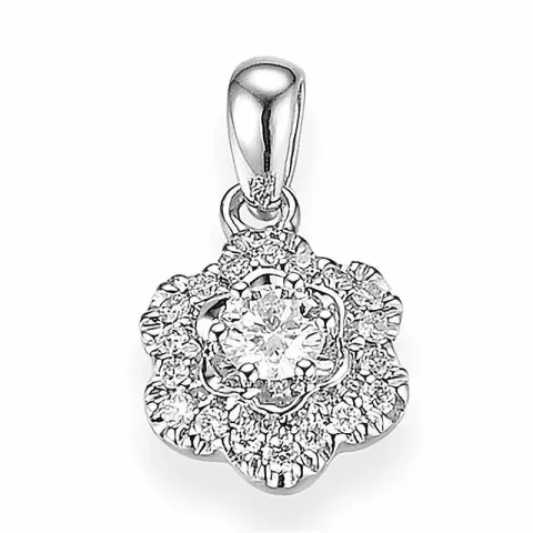 blomster diamant vedhæng i 14 karat hvidguld 0,11 ct 0,078 ct