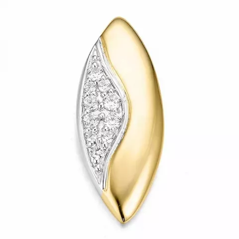 Ovalt diamant vedhæng i 14 karat guld.- og hvidguld 0,214 ct