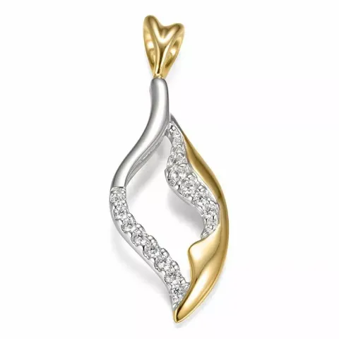 abstrakt diamant vedhæng i 14 karat guld.- og hvidguld 0,163 ct