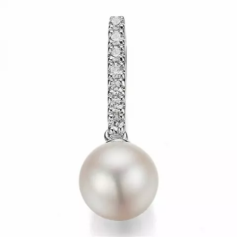 perle diamantvedhæng i 14 karat hvidguld 0,119 ct