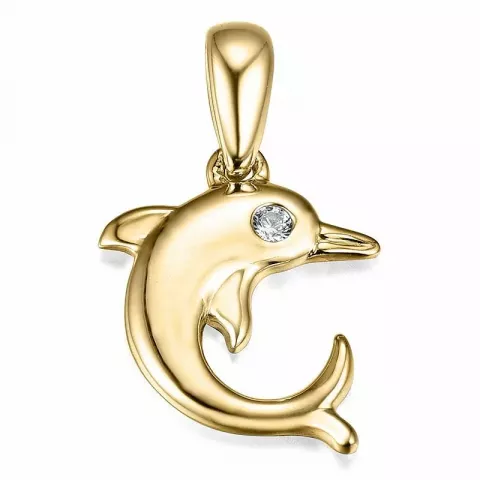 delfin diamant vedhæng i 14 karat guld 0,01 ct