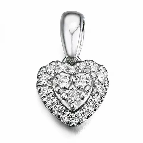 Hjerte diamantvedhæng i 14 karat hvidguld 0,14 ct