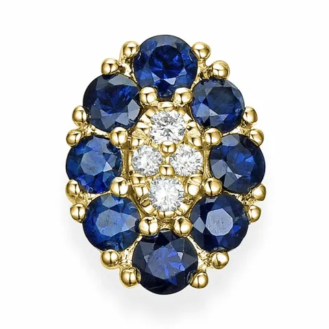 safir diamantvedhæng i 14 karat guld 0,88 ct 0,06 ct