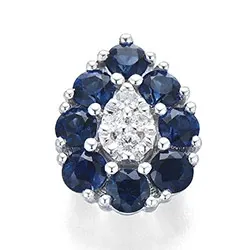 Dråbeformet safir diamantvedhæng i 14 karat hvidguld 0,95 ct 0,06 ct