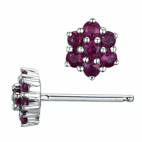 Små stjerne røde rubin ørestikker i 14 karat hvidguld med rubiner 
