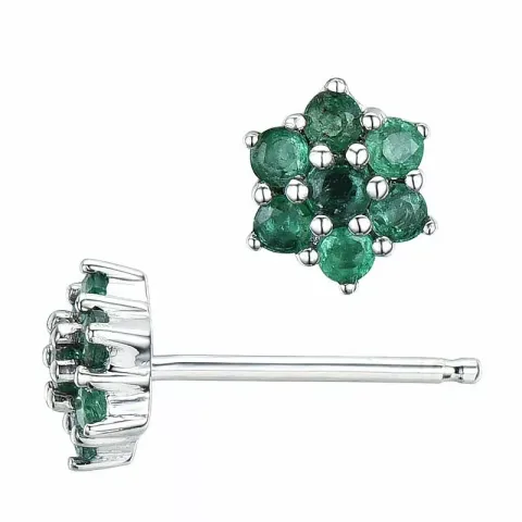 Små stjerne grønne smaragd ørestikker i 14 karat hvidguld med smaragder 