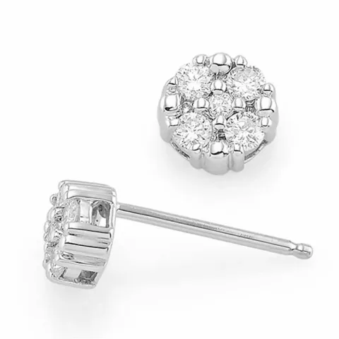 ægte diamantøreringe i 14 karat hvidguld med diamanter