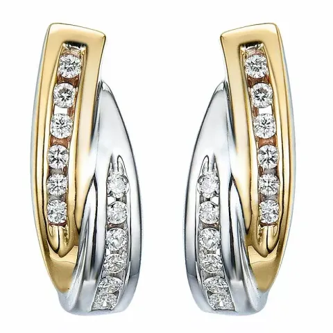 diamant halvcreoler i 14 karat guld og hvidguld med diamant