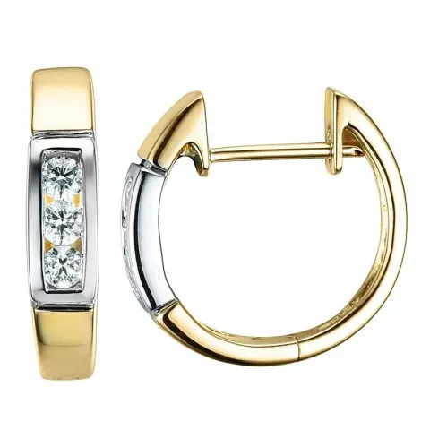 14 mm diamant creoler i 14 karat guld og hvidguld med diamant 