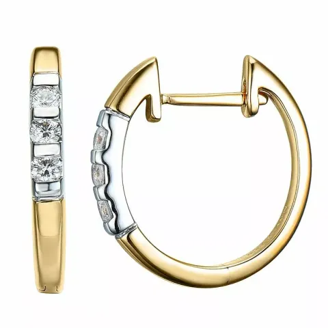 16 mm diamant creoler i 14 karat guld og hvidguld med diamant