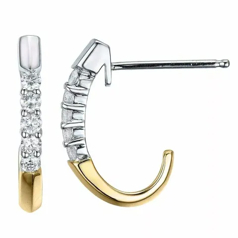 diamant halvcreoler i 14 karat guld og hvidguld med diamant