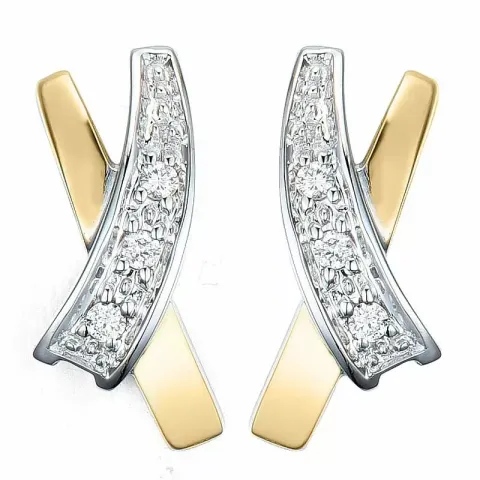 diamant ørestikker i 14 karat guld og hvidguld med diamant