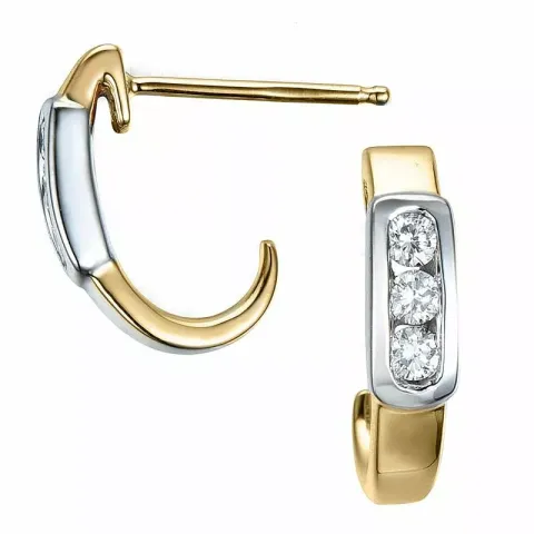 diamant halvcreoler i 14 karat guld og hvidguld med diamant
