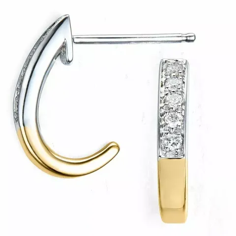 diamant halvcreoler i 14 karat guld og hvidguld med diamant