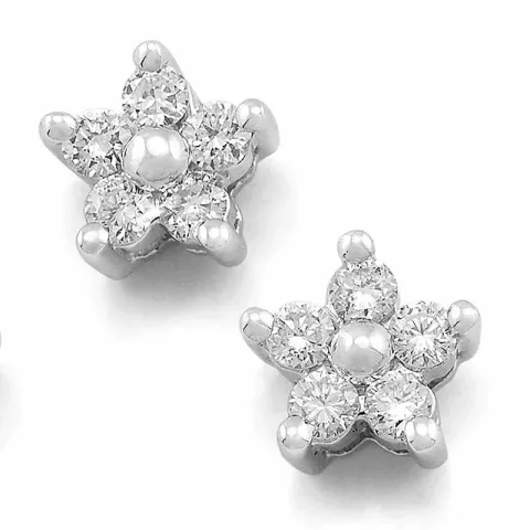 blomster diamant ørestikker i 14 karat hvidguld med diamant